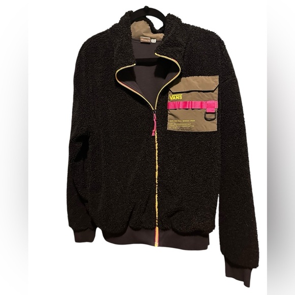 Vans Black Fleece Jacket with Pink and Yellow Accents - Picture 5 of 7